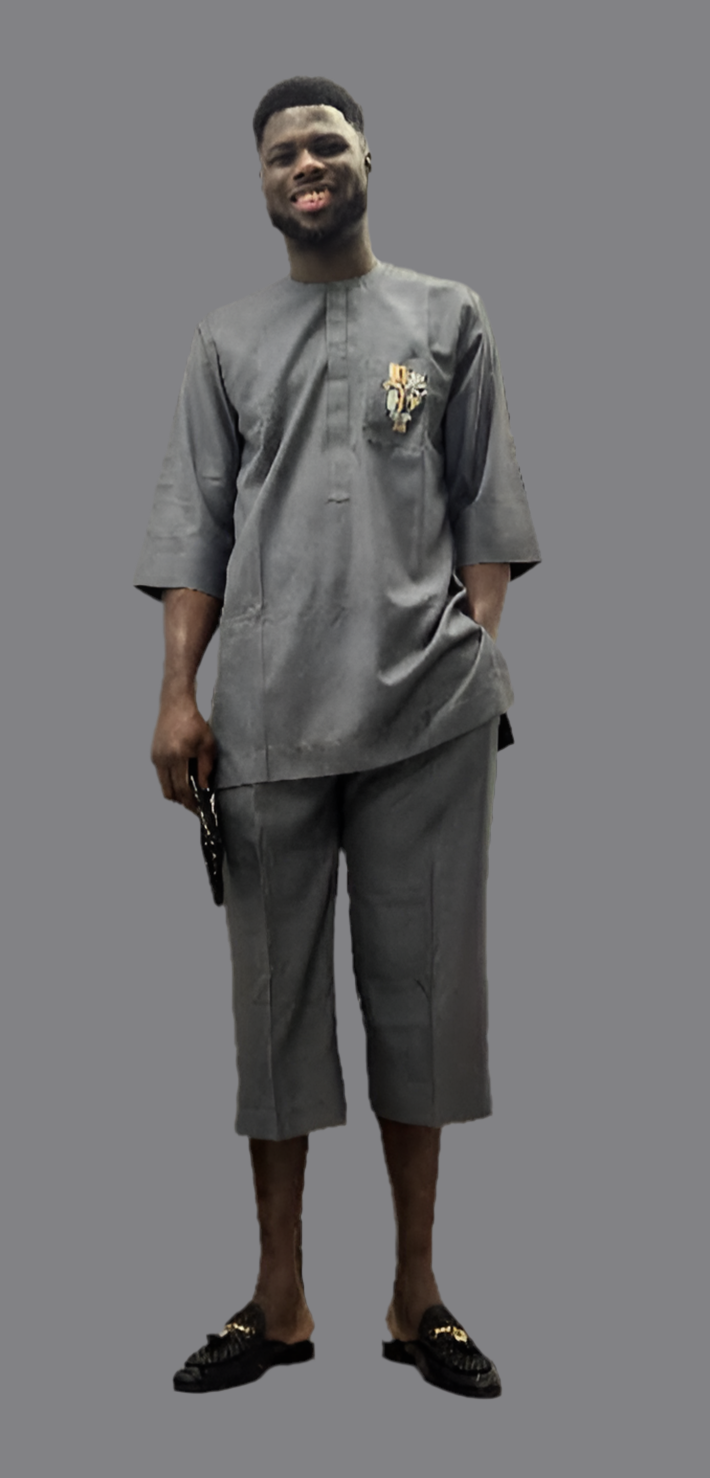 Men's Bespoke Native Wear - Charcoal Grey with Paisley Collar